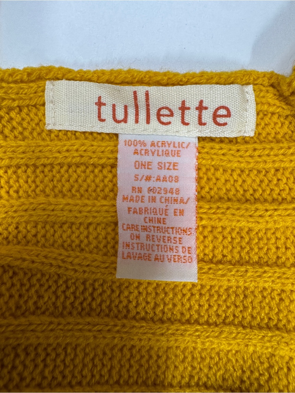 Dark Yellow Ruffles-Trim Knit Scarf - Picture 4 of 10